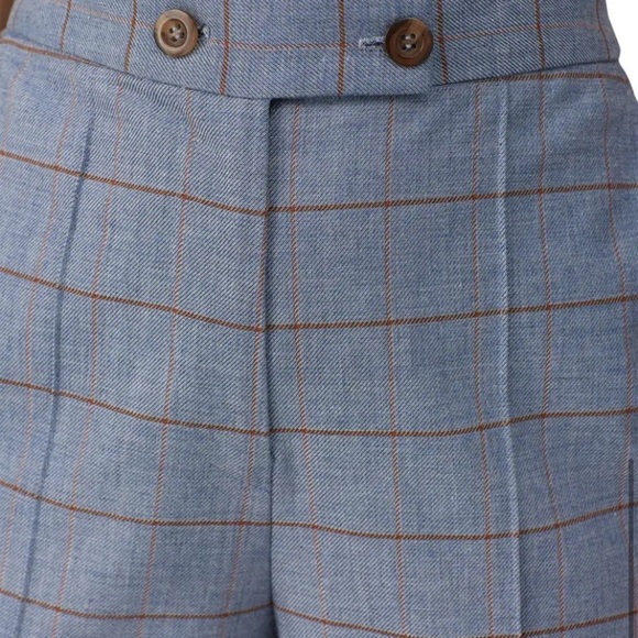 Rebecca Taylor- Windowpane High Rise Crop Twill Pants - Picture 11 of 13